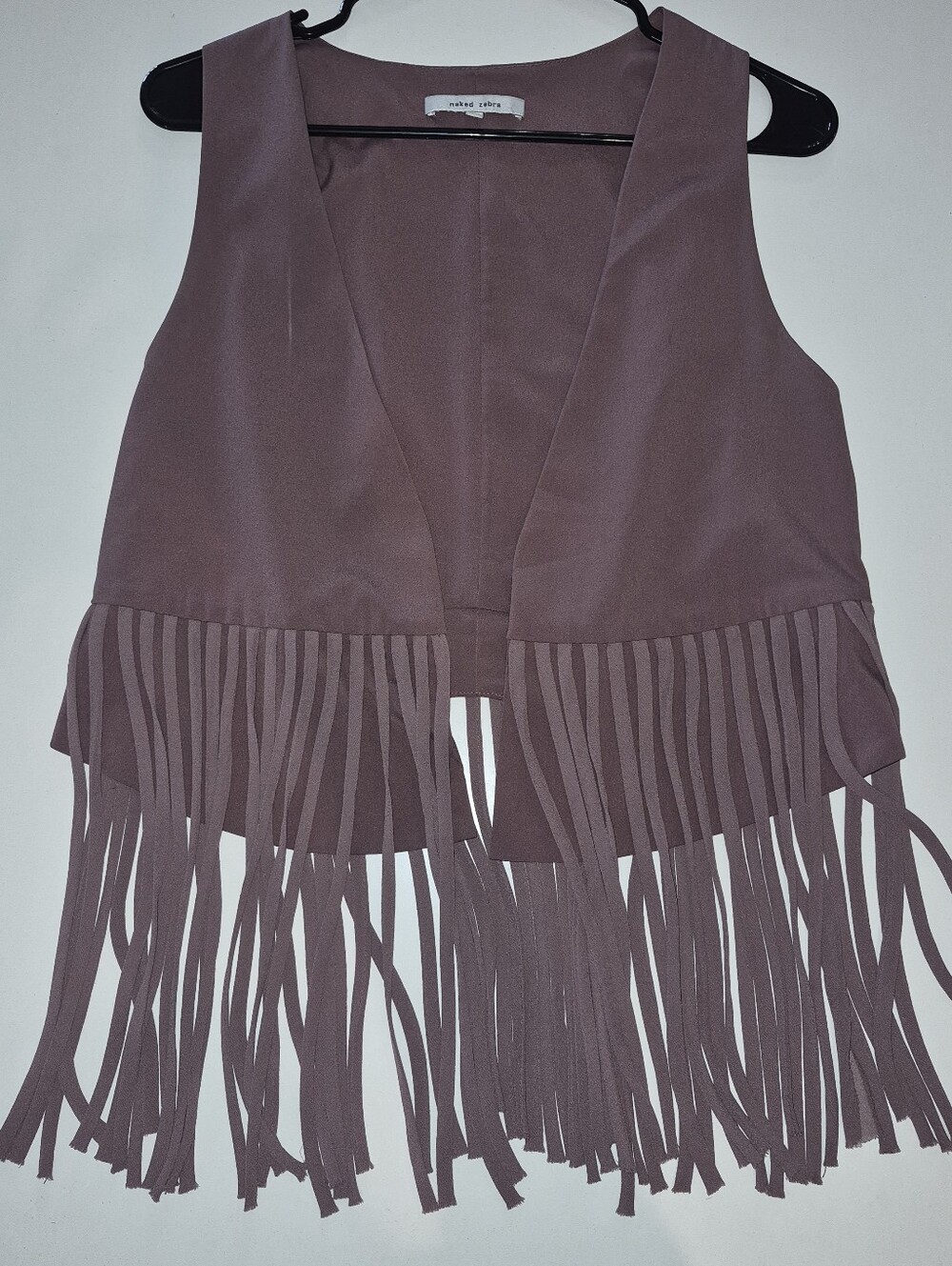 Naked Zebra Mauve Fringe Open-Front Vest